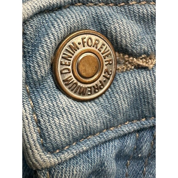 Forever 21 Premium Denim Skinny Jeans Women’s 26 Blue Distressed Ripped Pants - Picture 16 of 16
